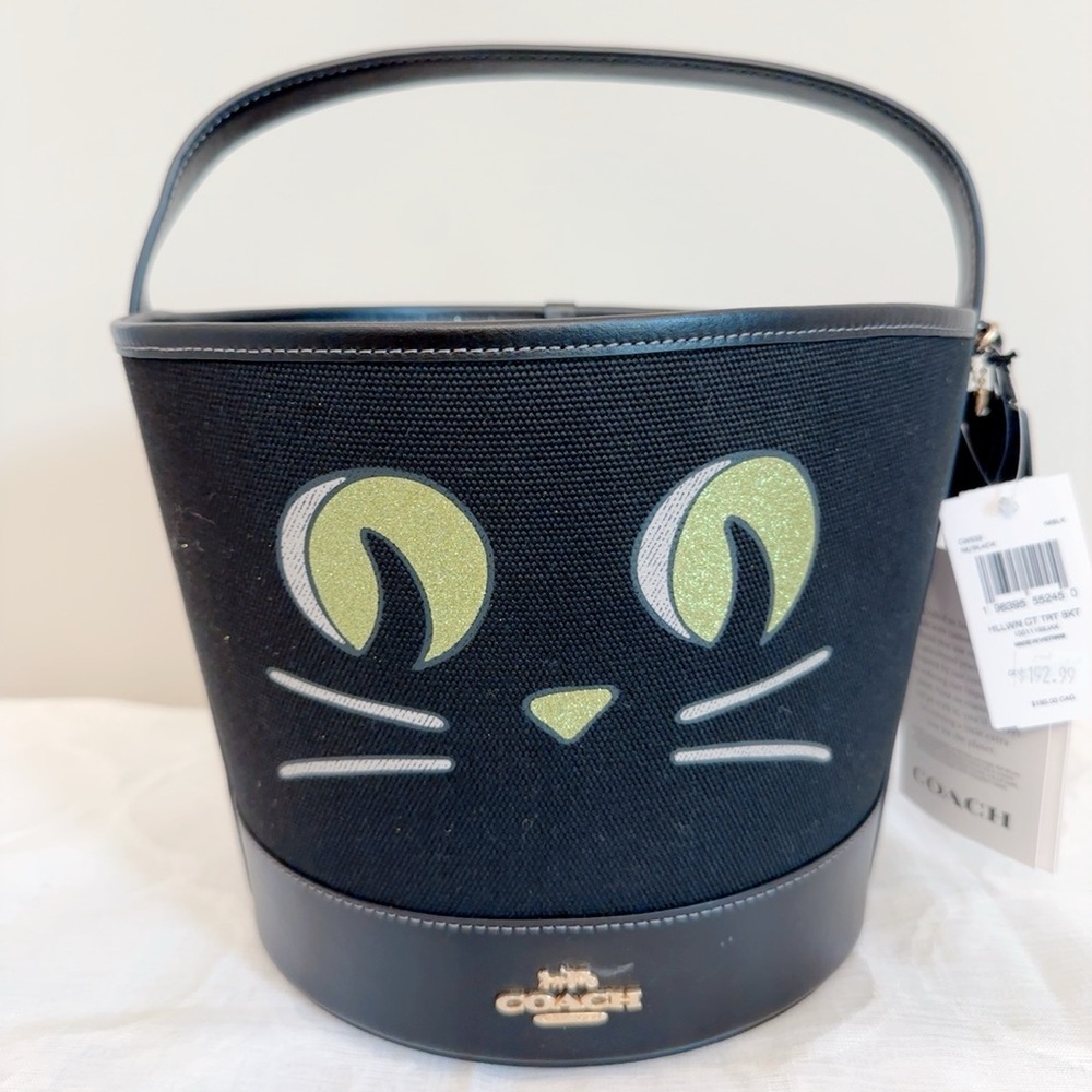 NWT Coach Trick Or Treat Bucket With Halloween Cat CW532